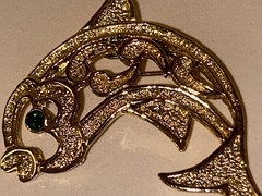 Dolphin Goldtone Gerry’s Rhinestone Brooch Pin Costume Jewelry Excellent