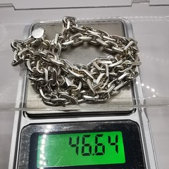Vintage 925 Sterling Silver Chain Necklace Signed Handmade 46.64g 24.4 inches