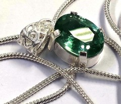 21 CT Natural Green Emerald Pendant Oval Shape 925 Silver EGL Certified Gem 6AHN