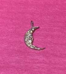 Antique Sterling Silver 925 Crescent Moon Goddess Fairy Woman Pendant 1g