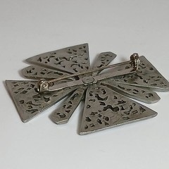 Vintage Silver Tone Maltese Cross Pin Brooch Motifs Ornate Openwork Filigree