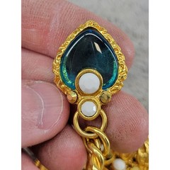 Jose & Maria Barrera Vintage 24K Gold Plated Multi-Charm Statement Bracelet