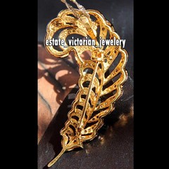 Vintage 2.90Ctw Genuine Old Mine Rose Cut Diamond Silver Feather Brooch Jewelry