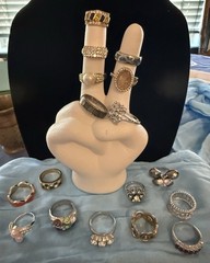 Vintage Mixed Lot of 17 Rings with Assorted Simulated Gemstones and Mixed Metals