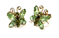 JULIANA DELIZZA & ELSTER BUTTERFLY Brooch Pin Clip on Earrings Set 2520 UV REACT