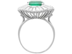 Vintage Emerald and Diamond Platinum Ballerina Ring