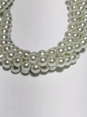 Vintage Pale Green Layered Imitation Pearl Bead Necklace With End Caps 17″
