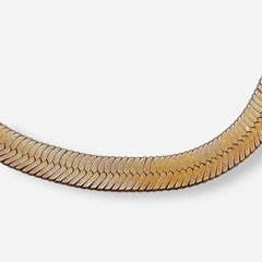 Vintage Gold Tone Herringbone Necklace Cobblestone Reversible Wide 11mm 17.75”