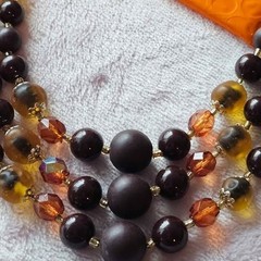 Vintage Signed Japan Triple Strand Beaded Necklace