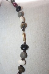 Matinee Length Necklace Polished Multicolored Semi-Precious Stone Copper Spacers