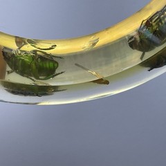 Clear Soft Yellow Vtg Beetle Bracelet Translucent Resin,,1960s, NOS(#1)