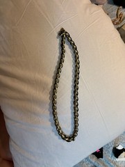 Vintage Trifari Gold-Tone and Black Enamel Link Chain Necklace