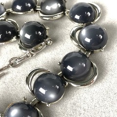 Vtg Lisner Necklace Gray Moonglow Lucite Thermoset Silver Tone MCM 17 in Choker