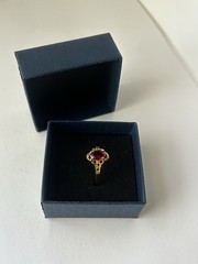 Vintage Red Cubic Zirconia Ring Gold Plated Womens Size 8.5