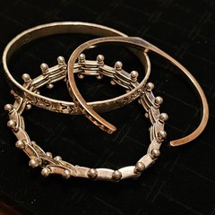 Lot of 3 Vintage Sterling Silver 925 Bracelets Bangle Cuff Studded Links 65g B86