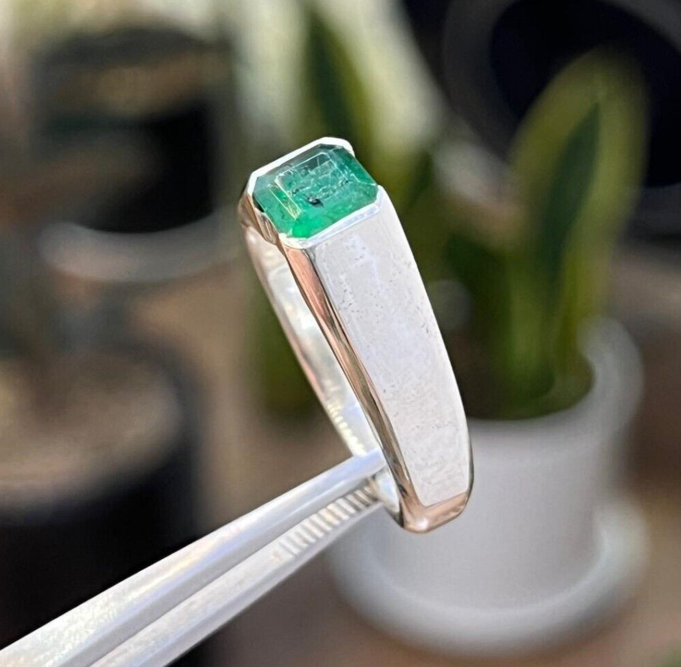Natural Emerald Stone Ring Unheated Untreated Emerald Cut Stone Swat Emerald