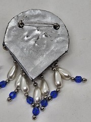 Vintage MCM Mid Century Blue Rhinestone Dangling Teardrop Brooch Pin & Pendant