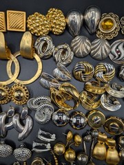 50 Pairs of Mostly Vintage Silver Tone and Gold Tone Earrings For Wear Or Crafts