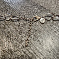 Liz Claiborne Silver Tone Choker Necklace Long Chain 41″ Hammered Links Signed