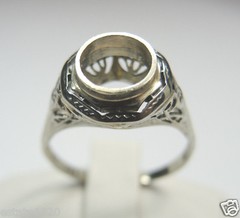 Antique Belais Art Deco Setting 14K White Gold Mounting Mount Hold-7.2-7.3MM
