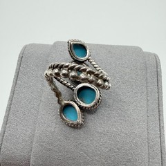 Vintage Tested Sterling Silver Turquoise 4 Stone Ring Size 5-6 Southwestern