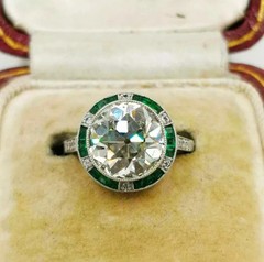 Art Deco Style Round Cut Lab Created Diamond 925 Silver Engagement Ring