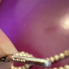 4 strand Layered faux Pearl Necklace White/Silver Bow Hook Closure 2-toned Japan