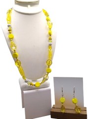 Lemony Yellow Lucite Parure, Cheerful Beads with Unique Pierced Styles on Single
