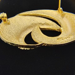 VTG Tona Gold Tone Brooch Pin Swirl Drip Multiple Textures Modernist Signed