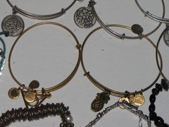 Alex And Ani 24K Electro Plated Lot Of 119 Silver Tone Rinstones Beaded Bangle
