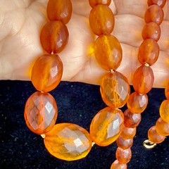 Antique Königsberg Baltic Amber Necklace, Faceted Graduated Beads, Natural Amber