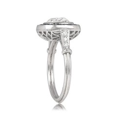 Art Deco Style 2.90 Ct Lab-Created Diamond And Sapphire Halo Ring In 925 Silver