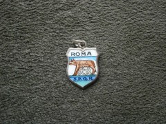 Roma Rome Romulus Remus Statue Vtg 835 REU Silver Enamel Travel Bracelet Charm