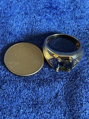 Vintage Estate 50’s Sterling Silver Gold Vermeil Blue Mystic Topaz Men’s Ring