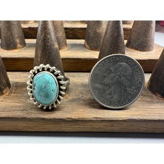 Vintage Style Turquoise and Sterling Silver Ring Sz 8.5