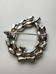 Vintage B. David Aurora Borealis Rhinestone Wreath Brooch Pin Silver Tone Signed