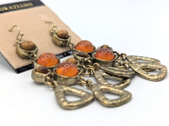 Vintage RJ Graziano Chandelier Earrings Etruscan revival Amber pierced dangle