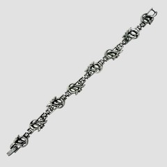 Vintage Trifari Silver Tone Clear Rhinestone Scallop Scroll Bracelet 1955 -1969