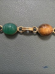 VTG Petite 12k Gold Filled Multi Gemstone Scarab Bracelet 6.25in