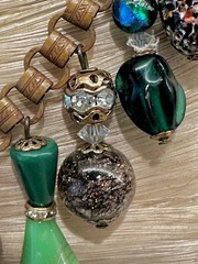VINTAGE UNSIGNED MIRIAM HASKELL BOOKCHAIN NECKLACE BIB VARIED GLASS TASSEL DROPS