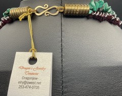 Vintage Amber Garnet Malachite Pearl Crystal Lamp Works Bead Necklace Orig $150