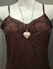 Vintage Puffy Heart Pendant Necklace Etched Design Included SS Chain 925