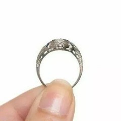 Art Deco LabCreated Sapphire Diamond 1920s Style Engagement 14K Gold Finish Ring