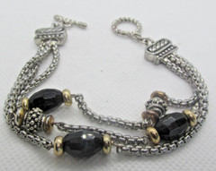 Vintage Black Silver Gold Tone Bracelet
