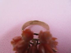 Vintage 14k Solid Yellow Gold Angel Skin Coral Cluster Ring – Size 5 – 6 Grams