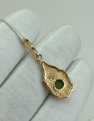 USSR Vintage Original Solid Rose Gold Natural Nephritis Pendant 583 14K 2.78 g.