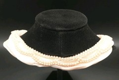 Vtg MCM Faux Pearl Gray Seed Bead Collar Necklace Steampunk Costume Jewelry