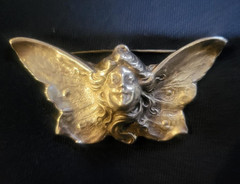 Sterling Art Nouveau Style Butterfly Fairy Angel Brooch-42 ounces Signed J.B.