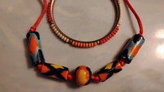 Vtg Italian Venetian Millefort Handcrafted Beaded Necklace & Vtg Bangle Bracelet