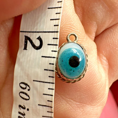 Vtg Victorian? Reversible Evil Eye Blown Glass Gilted Brass Good Luck Pendant
